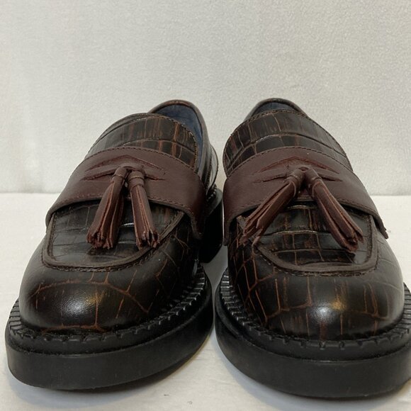 Seychelles Final Call Embossed Croc Leather Loafer w/ Tassel Womens Sz 8.5 Brown - Picture 5 of 14